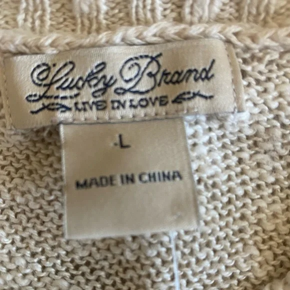 Lucky Brand Beige‎ Sweater with Geometric Design women size large - Picture 6 of 7